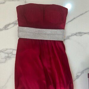Lightly Used Strapless Dress Size Small-Includes Silver Rhinestone & Camo Sash